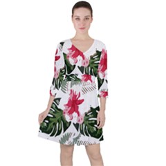 Hawaii T- Shirt Hawaii Blood Flower Garden T- Shirt Quarter Sleeve Ruffle Waist Dress by maxcute