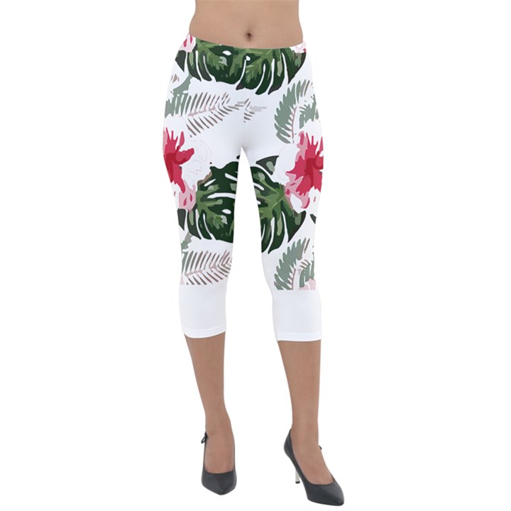 Hawaii T- Shirt Hawaii Blood Flower Garden T- Shirt Lightweight Velour Capri Leggings 