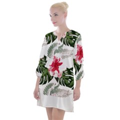 Hawaii T- Shirt Hawaii Blood Flower Garden T- Shirt Open Neck Shift Dress by maxcute