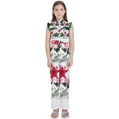 Hawaii T- Shirt Hawaii Blood Flower Garden T- Shirt Kids  Sleeveless Ruffle Edge Band Collar Chiffon One Piece