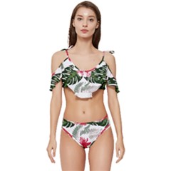 Hawaii T- Shirt Hawaii Blood Flower Garden T- Shirt Ruffle Edge Tie Up Bikini Set	