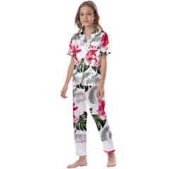 Hawaii T- Shirt Hawaii Blood Flower Garden T- Shirt Kids  Satin Short Sleeve Pajamas Set by maxcute