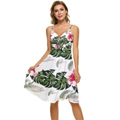 Hawaii T- Shirt Hawaii Blood Flower Garden T- Shirt Sleeveless Tie Front Chiffon Dress