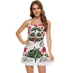 Hawaii T- Shirt Hawaii Blood Flower Garden T- Shirt Ruffle Edge Bra Cup Chiffon Mini Dress