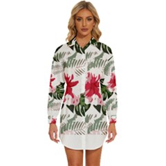 Hawaii T- Shirt Hawaii Blood Flower Garden T- Shirt Womens Long Sleeve Shirt Dress