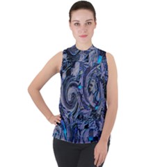 Dweeb Design Mock Neck Chiffon Sleeveless Top by MRNStudios