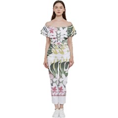 Hawaii T- Shirt Hawaii Bloom Creative T- Shirt Off Shoulder Ruffle Top Jumpsuit