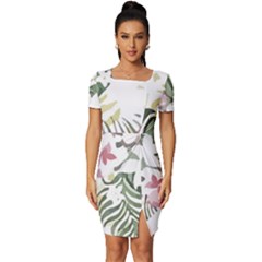 Hawaii T- Shirt Hawaii Bloom Creative T- Shirt Fitted Knot Split End Bodycon Dress