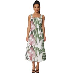 Hawaii T- Shirt Hawaii Bloom Creative T- Shirt Square Neckline Tiered Midi Dress