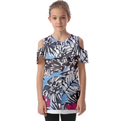 Hawaii T- Shirt Hawaii Blossom Fashion T- Shirt Fold Over Open Sleeve Top