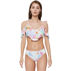 Hawaii T- Shirt Hawaii Blossoms Garden T- Shirt Ruffle Edge Tie Up Bikini Set	