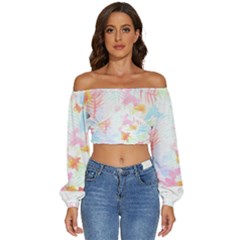 Hawaii T- Shirt Hawaii Blossoms Garden T- Shirt Long Sleeve Crinkled Weave Crop Top