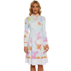 Hawaii T- Shirt Hawaii Blossoms Garden T- Shirt Long Sleeve Shirt Collar A-line Dress