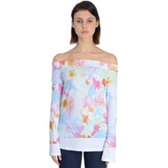 Hawaii T- Shirt Hawaii Blossoms Garden T- Shirt Off Shoulder Long Sleeve Top