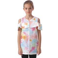 Hawaii T- Shirt Hawaii Blossoms Garden T- Shirt Fold Over Open Sleeve Top