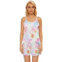 Hawaii T- Shirt Hawaii Blossoms Garden T- Shirt Satin Pajama Short Set