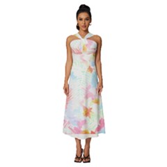 Hawaii T- Shirt Hawaii Blossoms Garden T- Shirt Sleeveless Cross Front Cocktail Midi Chiffon Dress