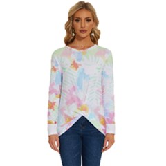 Hawaii T- Shirt Hawaii Blossoms Garden T- Shirt Long Sleeve Crew Neck Pullover Top