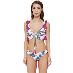 Hawaii T- Shirt Hawaii Branch Pattern T- Shirt Low Cut Ruffle Edge Bikini Set