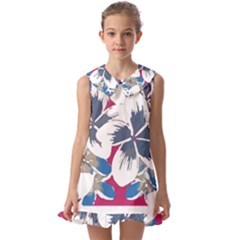 Hawaii T- Shirt Hawaii Branch Pattern T- Shirt Kids  Pilgrim Collar Ruffle Hem Dress