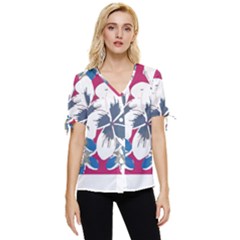 Hawaii T- Shirt Hawaii Branch Pattern T- Shirt Bow Sleeve Button Up Top by maxcute