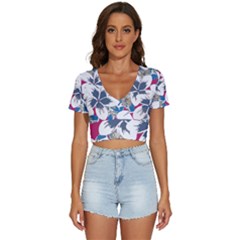 Hawaii T- Shirt Hawaii Branch Pattern T- Shirt V-neck Crop Top