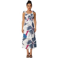 Hawaii T- Shirt Hawaii Branch Pattern T- Shirt Tie-strap Tiered Midi Chiffon Dress