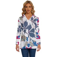 Hawaii T- Shirt Hawaii Branch Pattern T- Shirt Long Sleeve Drawstring Hooded Top