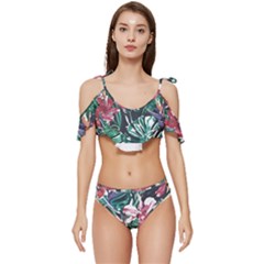 Hawaii T- Shirt Hawaii Branch Trend T- Shirt Ruffle Edge Tie Up Bikini Set	