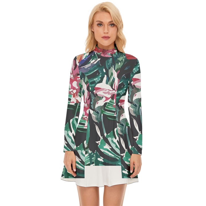 Hawaii T- Shirt Hawaii Branch Trend T- Shirt Long Sleeve Velour Longline Dress