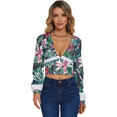 Hawaii T- Shirt Hawaii Branch Trend T- Shirt Long Sleeve Deep-v Velour Top