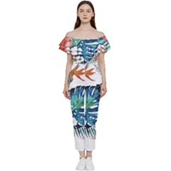 Hawaii T- Shirt Hawaii Christmas Flower Fashion T- Shirt Off Shoulder Ruffle Top Jumpsuit