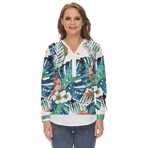 Hawaii T- Shirt Hawaii Christmas Flower Fashion T- Shirt Zip Up Long Sleeve Blouse by maxcute