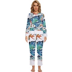 Hawaii T- Shirt Hawaii Christmas Flower Fashion T- Shirt Womens  Long Sleeve Lightweight Pajamas Set