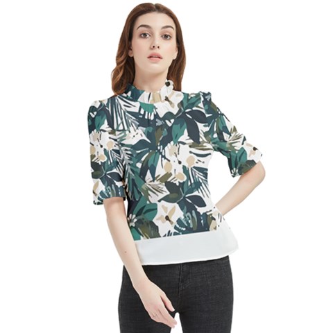 Hawaii T- Shirt Hawaii Christmas Flower Trend T- Shirt Frill Neck Blouse by maxcute