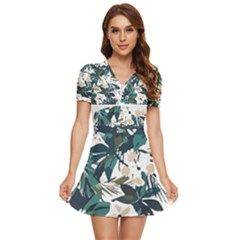 Hawaii T- Shirt Hawaii Christmas Flower Trend T- Shirt V-neck High Waist Chiffon Mini Dress by maxcute