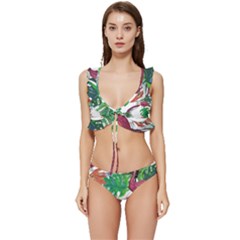 Hawaii T- Shirt Hawaii Creative Pattern T- Shirt Low Cut Ruffle Edge Bikini Set