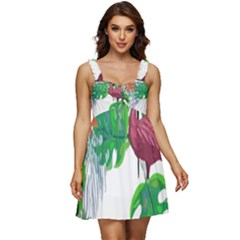 Hawaii T- Shirt Hawaii Creative Pattern T- Shirt Ruffle Strap Babydoll Chiffon Dress