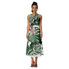 Hawaii T- Shirt Hawaii Creative T- Shirt Sleeveless Cross Front Cocktail Midi Chiffon Dress