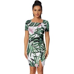 Hawaii T- Shirt Hawaii Creative T- Shirt Fitted Knot Split End Bodycon Dress