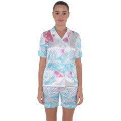 Hawaii T- Shirt Hawaii Diana Flower Pattern T- Shirt Satin Short Sleeve Pajamas Set by maxcute