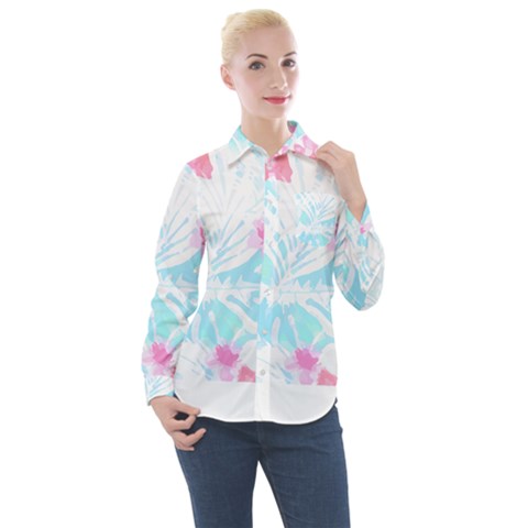 Hawaii T- Shirt Hawaii Diana Flower Pattern T- Shirt Women s Long Sleeve Pocket Shirt by maxcute