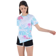 Hawaii T- Shirt Hawaii Diana Flower Pattern T- Shirt Asymmetrical Short Sleeve Sports Tee by maxcute