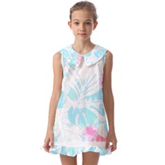 Hawaii T- Shirt Hawaii Diana Flower Pattern T- Shirt Kids  Pilgrim Collar Ruffle Hem Dress