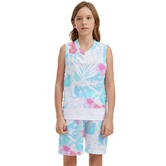 Hawaii T- Shirt Hawaii Diana Flower Pattern T- Shirt Kids  Basketball Mesh Set