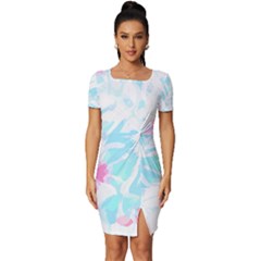 Hawaii T- Shirt Hawaii Diana Flower Pattern T- Shirt Fitted Knot Split End Bodycon Dress