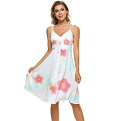 Hawaii T- Shirt Hawaii Efflorescence Pattern T- Shirt Sleeveless Tie Front Chiffon Dress