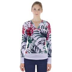 Hawaii T- Shirt Hawaii Flaw Pattern T- Shirt V-neck Long Sleeve Top by maxcute