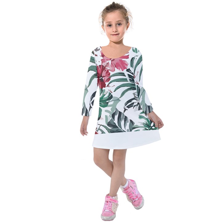 Hawaii T- Shirt Hawaii Flaw Pattern T- Shirt Kids  Long Sleeve Velvet Dress