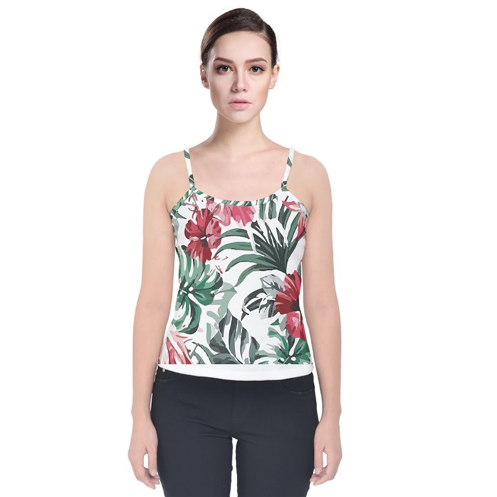 Hawaii T- Shirt Hawaii Flaw Pattern T- Shirt Velvet Spaghetti Strap Top